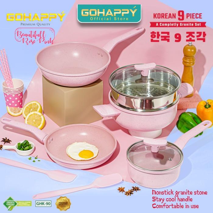 Wajan Terlengkap Panci Granite Set HC 9 Pc Cookware GOHAPPY GHK-90 - Great Turqoise 2