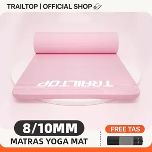 TrailTop Matras Yoga NBR 8/10mm Anti-Slip Fleksibel Nyaman untuk Latihan di Gym Rumah dengan Tas Gratis