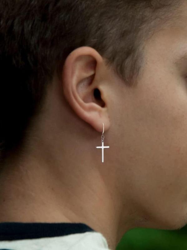 Street Style Cross Design Dangle Earrings, Fashion Stainless Steel Ear Piercing Jewelry for Women and Men, Casual All-match Accessories for Party, Daily Wear 3