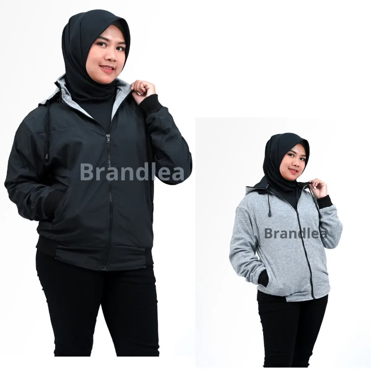 JAKET WANITA TERBARU/ JAKET BOLAK BALIK BB 2 IN 1 / JAKET PARASUT WANITA Musim panas Musim dingin Polos Hitam Merah