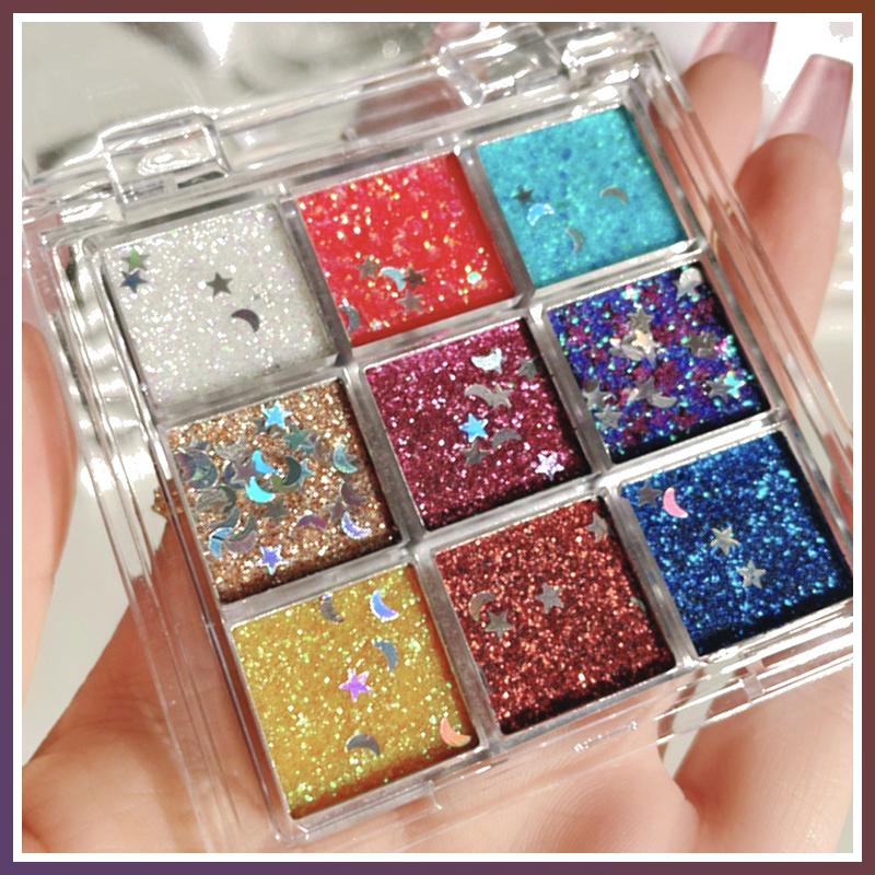 【ANISAHEN】Palet Perona Mata Payet Sembilan Warna 【ANISAHEN】Palet Perona Mata Payet Sembilan Warna