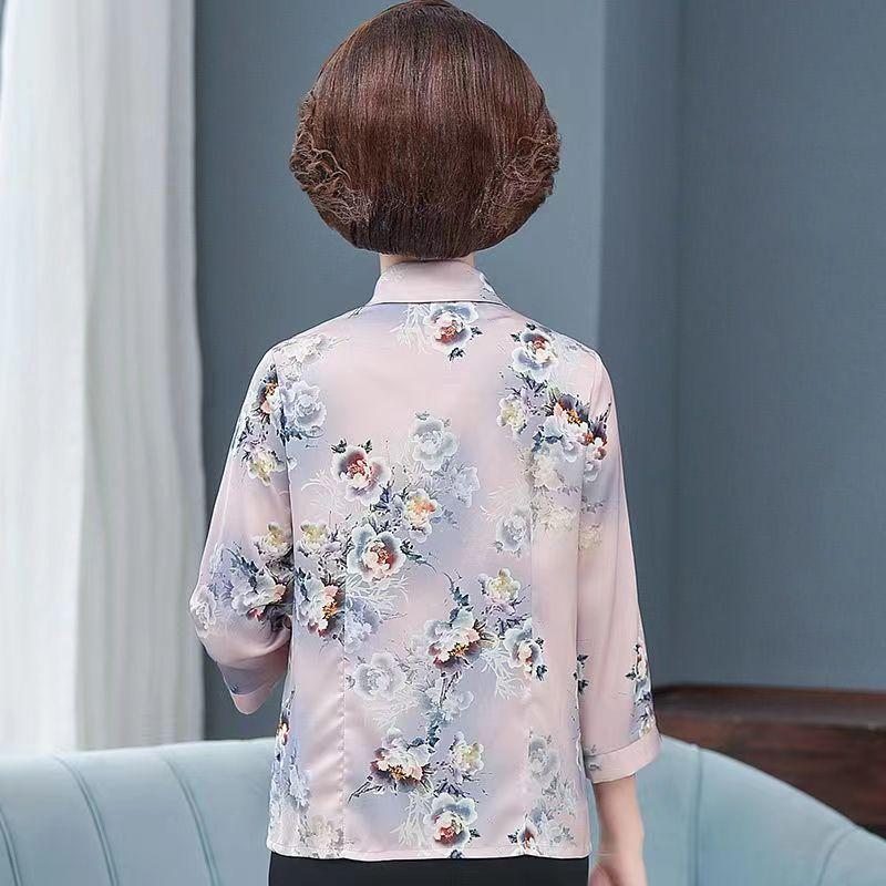 Product Introduction of Áo Sơ Mi Cho Mẹ TRUNG NIÊN, Tay Dài Trung Bình Áo Sơ Mi Hoa Mùa Xuân Mới 2022, Dáng Rộng Vừa Vặn, Áo Cho Bà 4