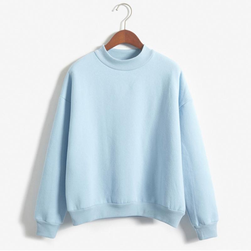 Product Introduction of Korean solid color fleece hoodie women's autumn and winter new baseball jacket student coat small high neck loose thick hoodie 62