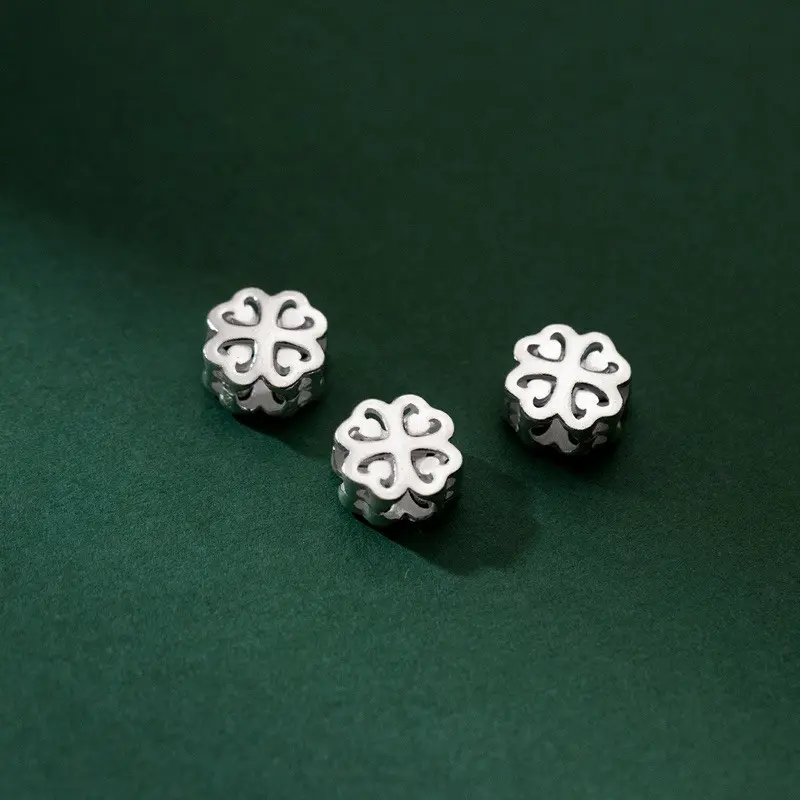 [GIÁ SỈ] BẠC 925: Charm bạc cỏ 4 lá cánh trái tim HTJEWELRY PH957 0