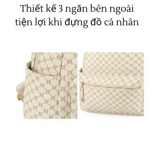 Balo Da size 40 Hoạ Tiết Tổ Ong Chất Liệu Da PU Chống Thấm Nước Hàng Quảng Châu( Kèm Móc Khoá Cún) 5