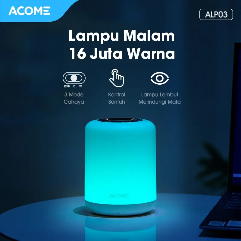 【BISA COD】ACOME IOT Lampu Smart Lembut Melindungi Mata Multicolor 16 Juta Warna Cold Light Warm Light RGB Light Lampu Tidur Pintar Lampu 6