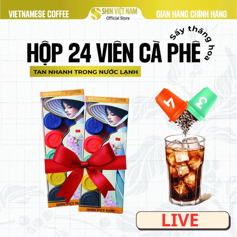 COMBO 24 VIÊN Cafe hòa tan nguyên chất MIX 6 Cấp Độ cà  phê - Shin Coffee 1