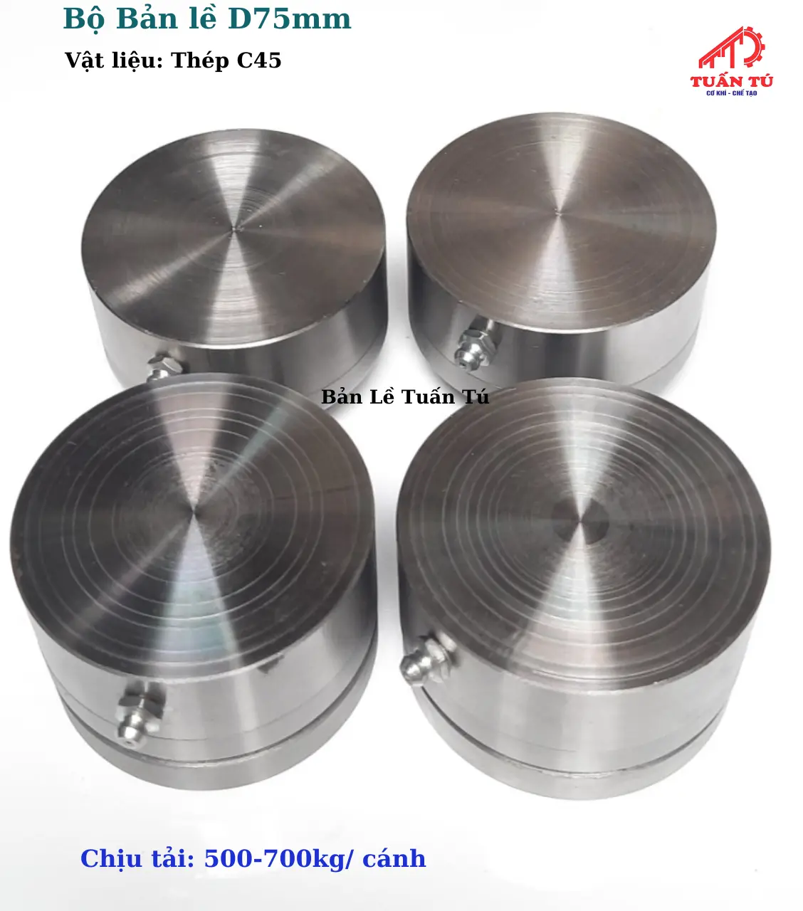Bộ Bản lề D75mm - Chịu lực cửa 500-700kg/ cánh, Bộ đầy đủ 4 cái vòng bi Nhật