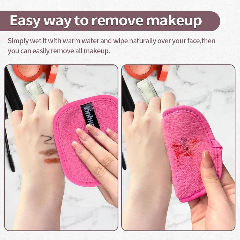 Reusable Makeup Remover Cloth, 10pcs/set Makeup Remover Towel, Microfiber Face Washcloth, Facial Cleansing Tool for Home & Travel, Clean Skin Club Face Towels, Skin Care Products, Skincare Tools, Pink 5
