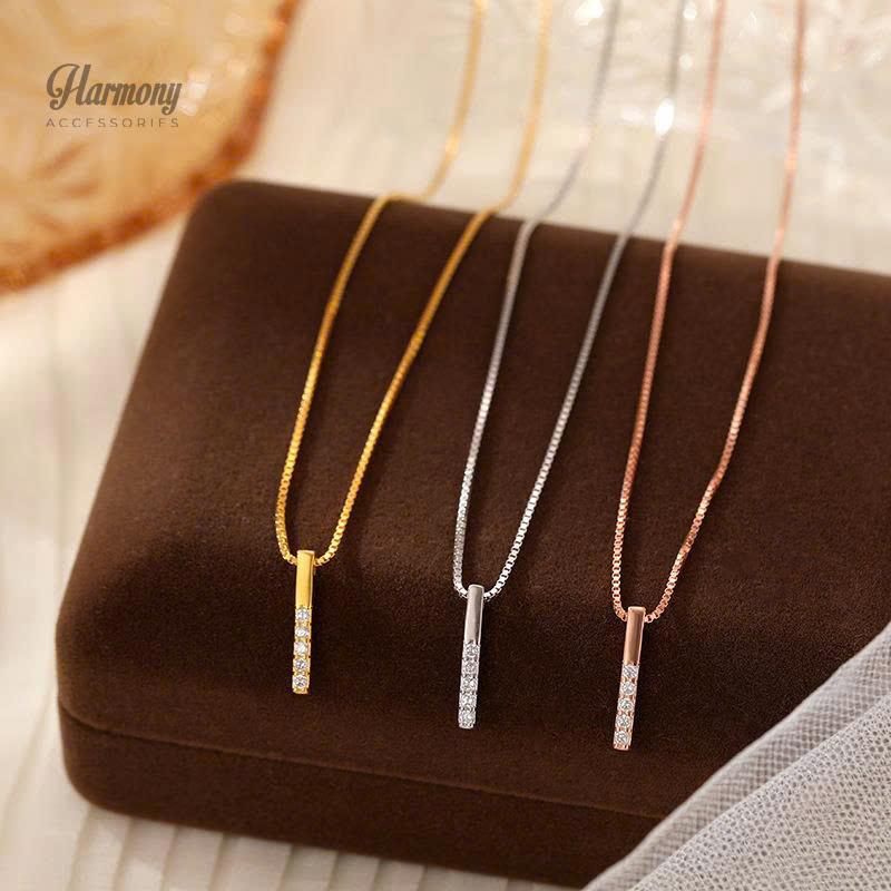  Dây chuyền nữ vòng cổ bạc 925 mặt đính đá iSilver | TRANG SỨC BẠC HARMONY VC19 