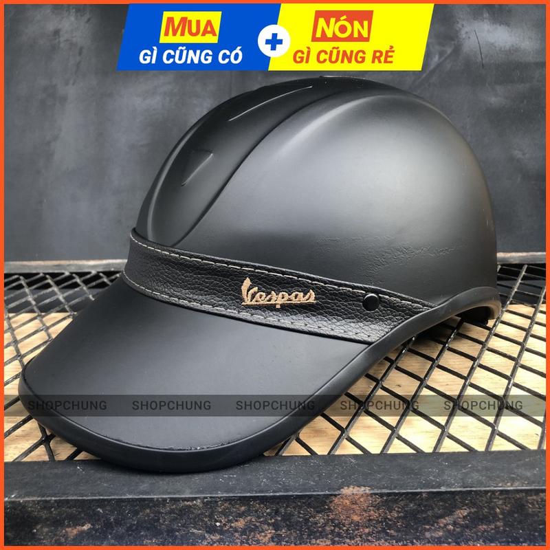 Mũ Bảo Hiểm Vespa Lưỡi Trai Nam Nữ Trí Liễu Khoét Lỗ Có Chừa Đuôi Tóc Helmet