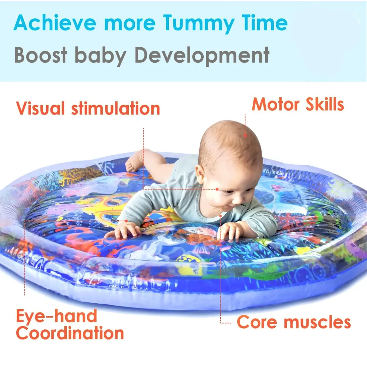 Baby Babies Infant Toddlers Water Play Mat Pelampung Air Bayi Premium Tummy Time Water Play Mat Playmats Baby Toys Kids Cartoon