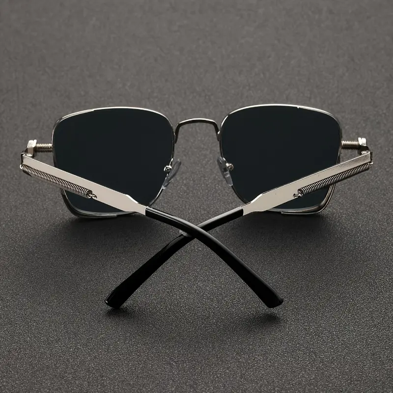 Retro Metalpunk Square Metal Frame with Fashion Glasses Case,, Fashionable And Unique High Quality Design for Men Women, Anti-Reflective Lenses Perfect Activities,, Driving, Summer Must Have 4