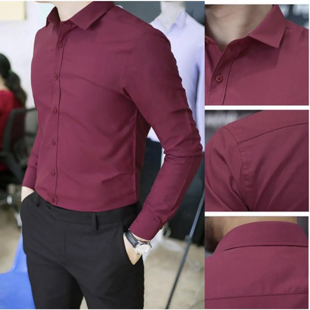 Áo sơ mi nam dài tay vải chống nhăn vải thoáng mát  chất mềm mại form đẹp Menswear Shirt