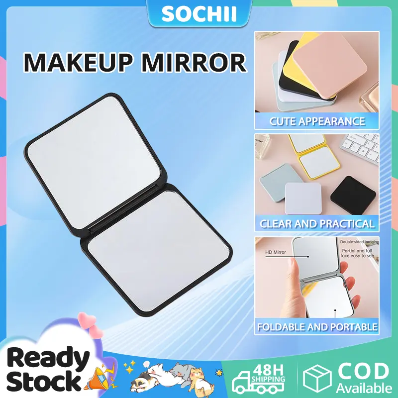 Portable Double Sided Makeup Mirror Mini Square Compact Travel Vanity Mirror Handheld Magnifying Mirror Cute Girls Gift Pocket Cosmetic Mirror
