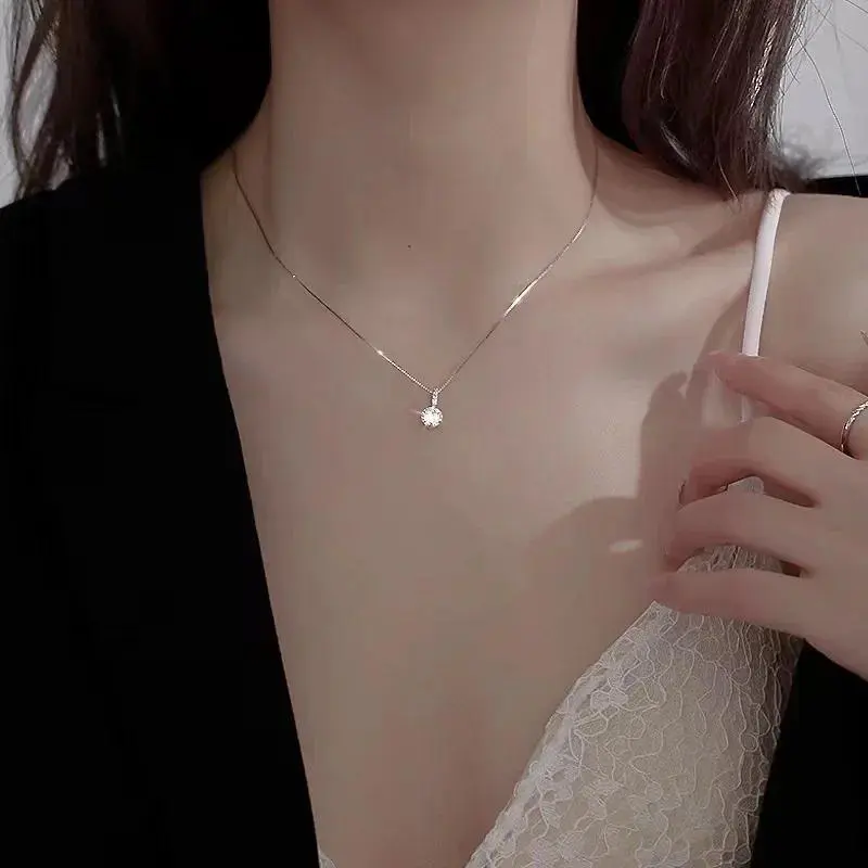 Vòng Cổ Zircon Tròn, Thời Trang, Bạc Sterling 925, Phong Cách Tối Giản, Mặt Dây Chuyền Choker Quyến Rũ, Thích Hợp Cho Bữa Tiệc, Quà Tặng Cho Phụ Nữ, Đồ Trang Sức Tinh Xảo 3