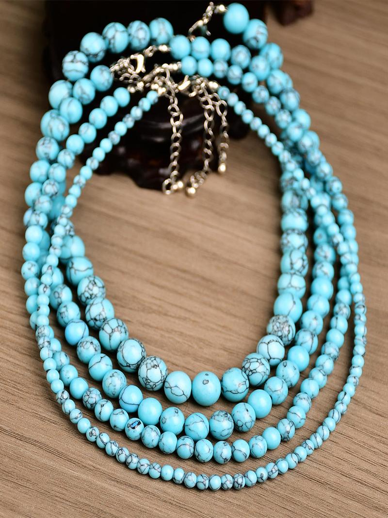 Product Introduction of Vintage Natural Turquoise Decorated Necklace, Fashionable and Elegant Jewelry for Women & Men, Trendy All-match & Exquisite Jewelry for Birthday Gift 0