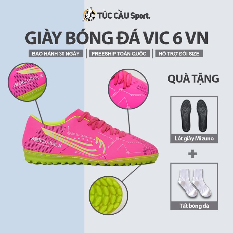 Giày Bóng Đá Vic 6 VN Đế Đệm Air Zoom, Giảm Chấn Êm Ái, Khâu Full Đế (Tặng Kèm: Tất + Lót Giày MZN) Sport Giày Thể Thao Đá Banh