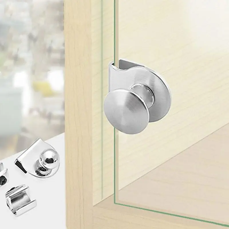 AT No Drilling Steel Glass Door Handle Clips for Office Glass Door Showcase Cabinet Drawer Pull Knob Furniture Hardware