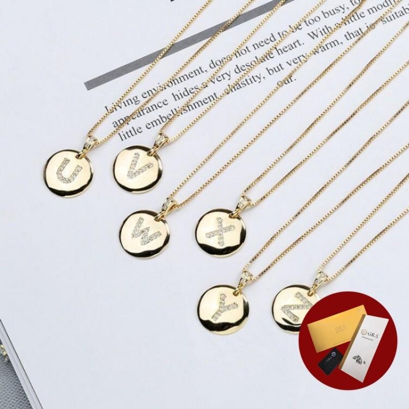 Product Introduction of (With Gra Certificate) Fashion Copper Plating 18K Gold Trend 26 English Letter Necklace Pendant Female Clavicle Chain 21