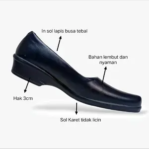 Sepatu Pantofel Hak 3 cm | D&f Series 001 Sepatu Pansus Wanita Hitam Polos Hakn 3cm Hak Pendek (1-3 cm) Heels Black Shoes Kerja