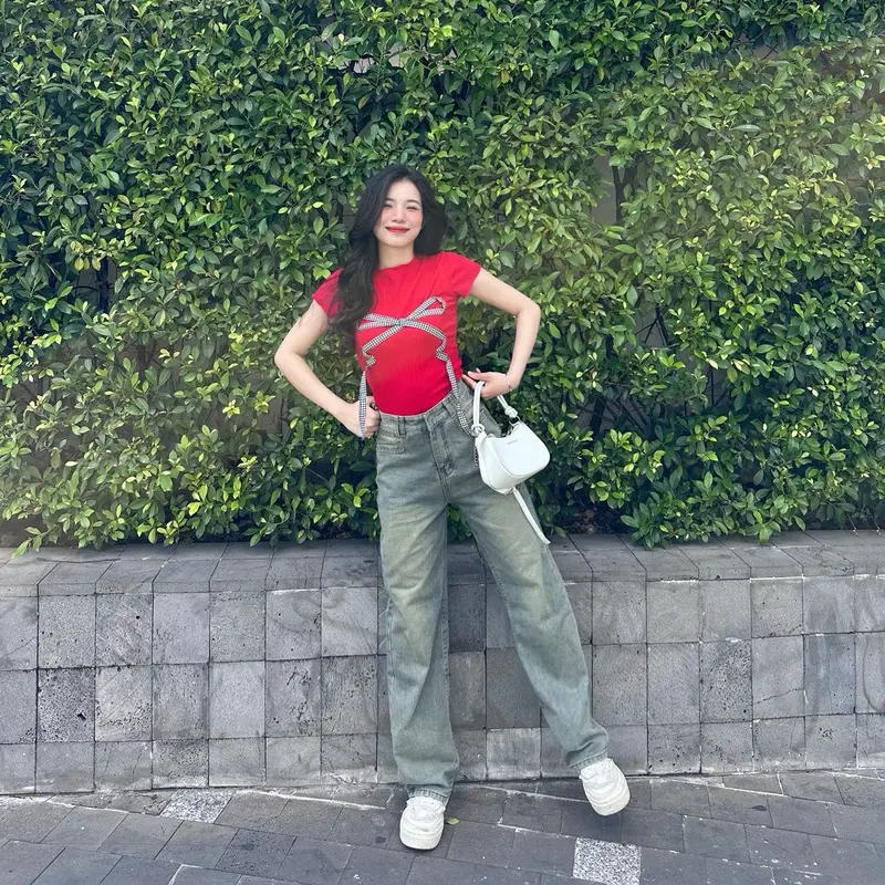 Quần Jean Suông Nữ Chất QC Passan Kiểu Màu Bụi Nhẹ Women Pants Ong h jeans 8