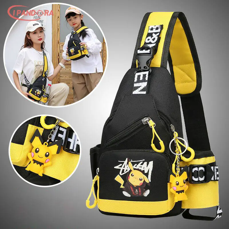 IP Pikachu กระเป๋าเด็ก กระเป๋าโท้ทเด็กผู้ชาย กระเป๋าเป้สาวน้อย กระเป๋าใบเล็ก กระเป๋าคาดหน้าอกการ์ตูน