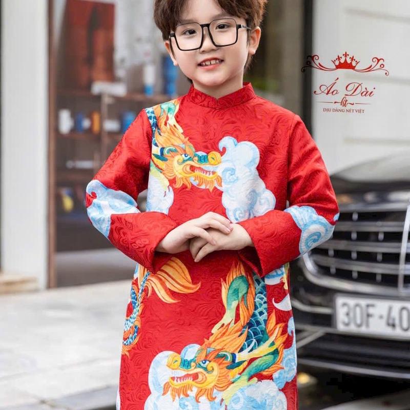 Áo Dài bé trai &bố(ba) in hình rồng 3D 0