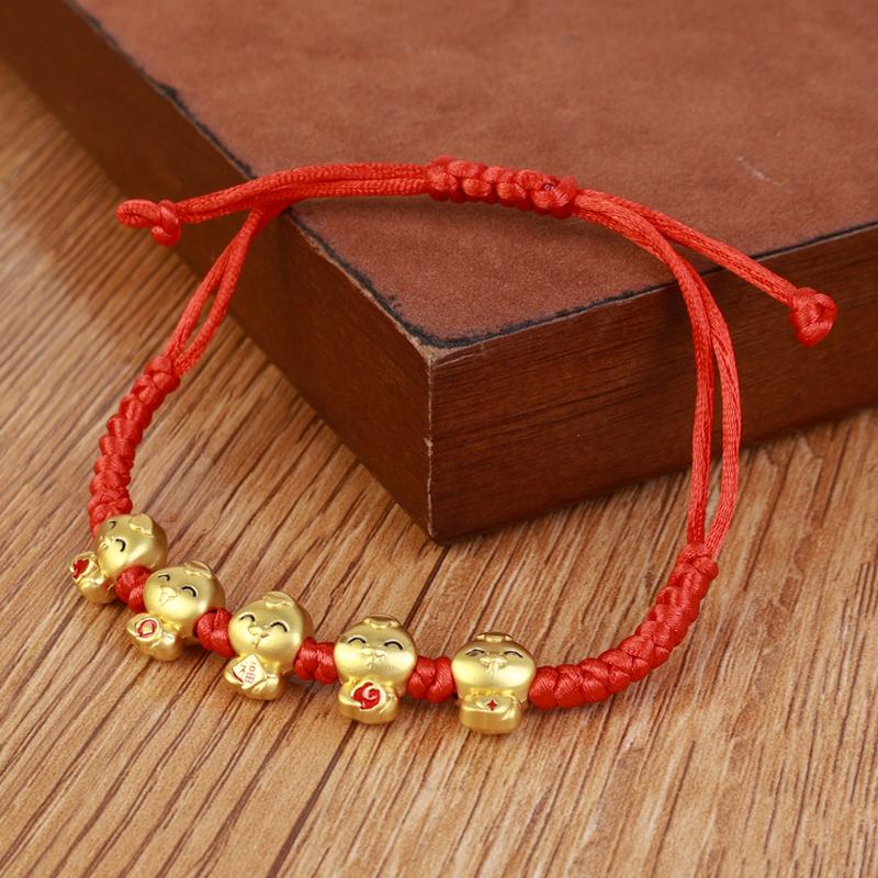 Product Introduction of 2Pcs Snake Year New Fashion Red Rope Bracelet Adjustable Braided Hand Chain Women Fashion Xmas New Year Gift 17