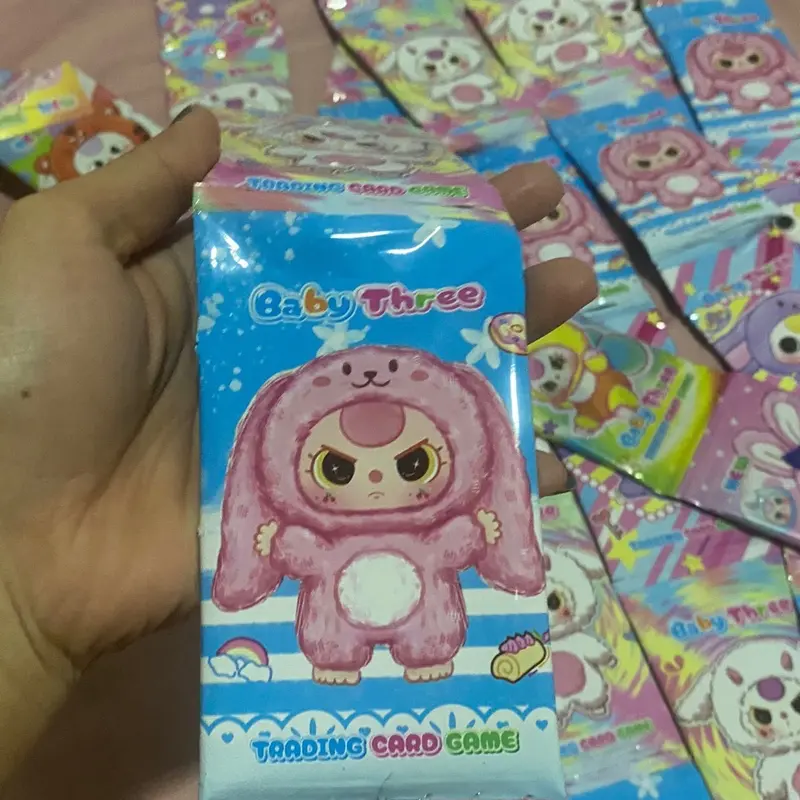 Thẻ bài baby three, thẻ sưu tầm, trò chơi kéo búa bao (1 dây 12 túi) 5