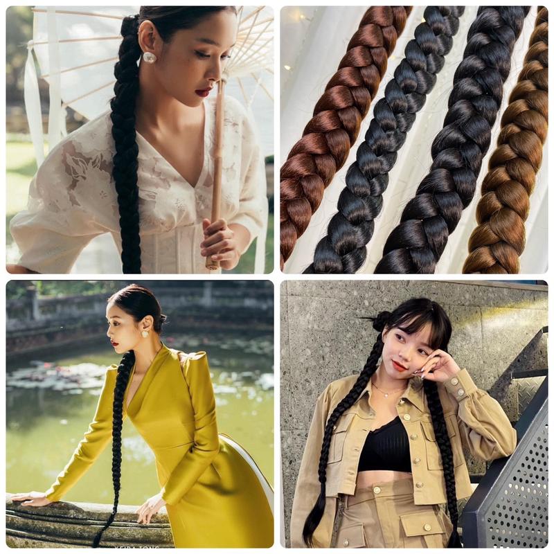 Tóc giả thắt bính dài 65 75 100cm TG600 cho nữ Y2K - Mềm mại và bền đẹp