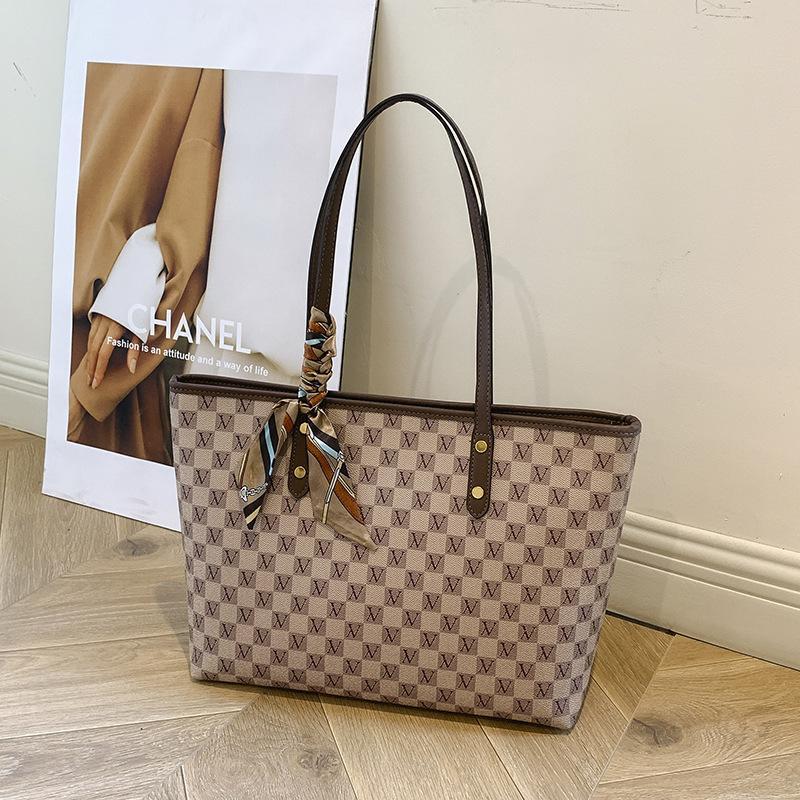  Túi xách nữ tote công sở da kẻ ô kèm khăn lụa sang chảnh BAG KEM HOA Chữ Nhật 
