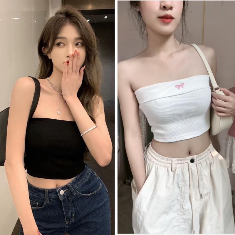 Áo Ống Croptop Quây Ngang Không Mút Ngực Ôm Bođy Basic - TUBE TOP ANDY SHOP Andy Shop đen (hoa văn bạc) vui nhộn