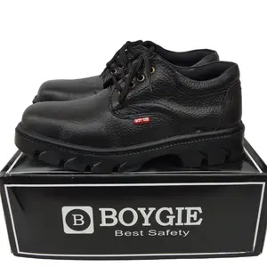 Sepatu Safety Kerja Proyek Kulit Sapi Boygie B005 Model Tali Dengan Besi Pelindung Shoes