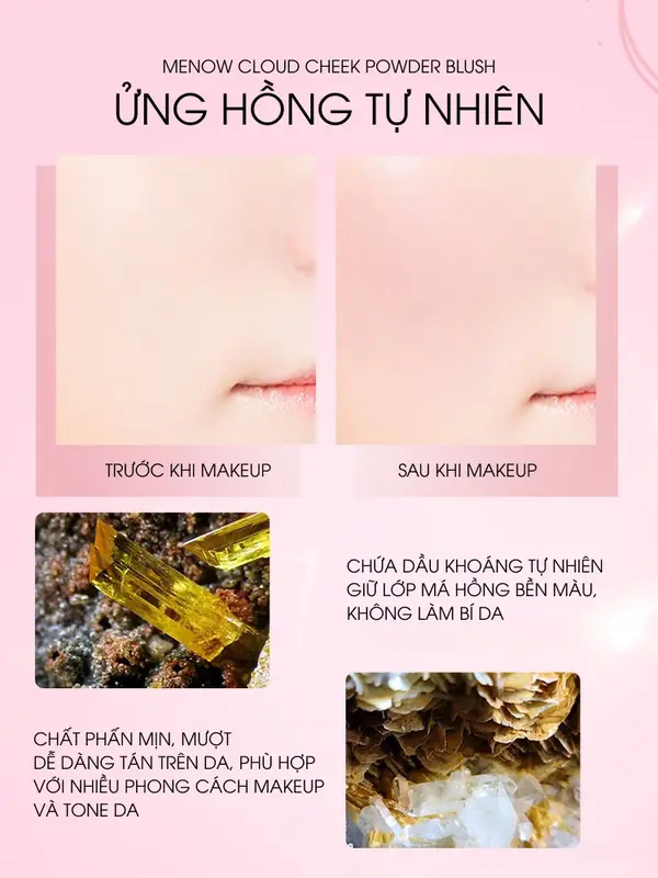 Phấn má hồng ngọt ngào, tự nhiên Menow Cloud Cheek tiện dụng 4.5gr 2