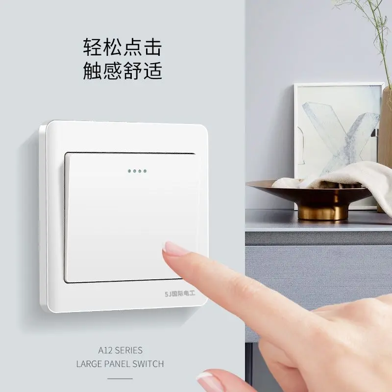 Bảng Điều Khiển Ổ Cắm Công Tắc Ẩn, Kiểu 86 Của Thợ Điện Quốc Tế, Màu Trắng, Một Mở Đôi, Có Công Tắc, Ổ Cắm Điện Sợi Quang Năm Lỗ 8