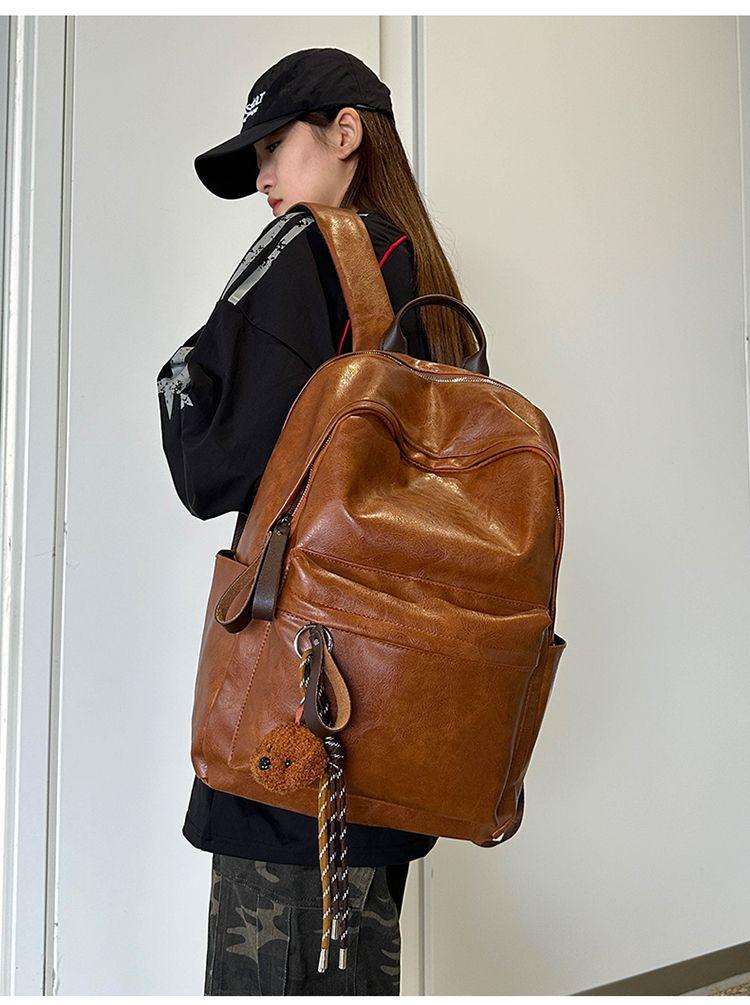 Product Introduction of 2025 Boyatu Hong Kong Style Pu Backpack Female Junior High School Students Large Capacity Lightweight Schoolbag Commuter Travel Backpack Male Fashion 15