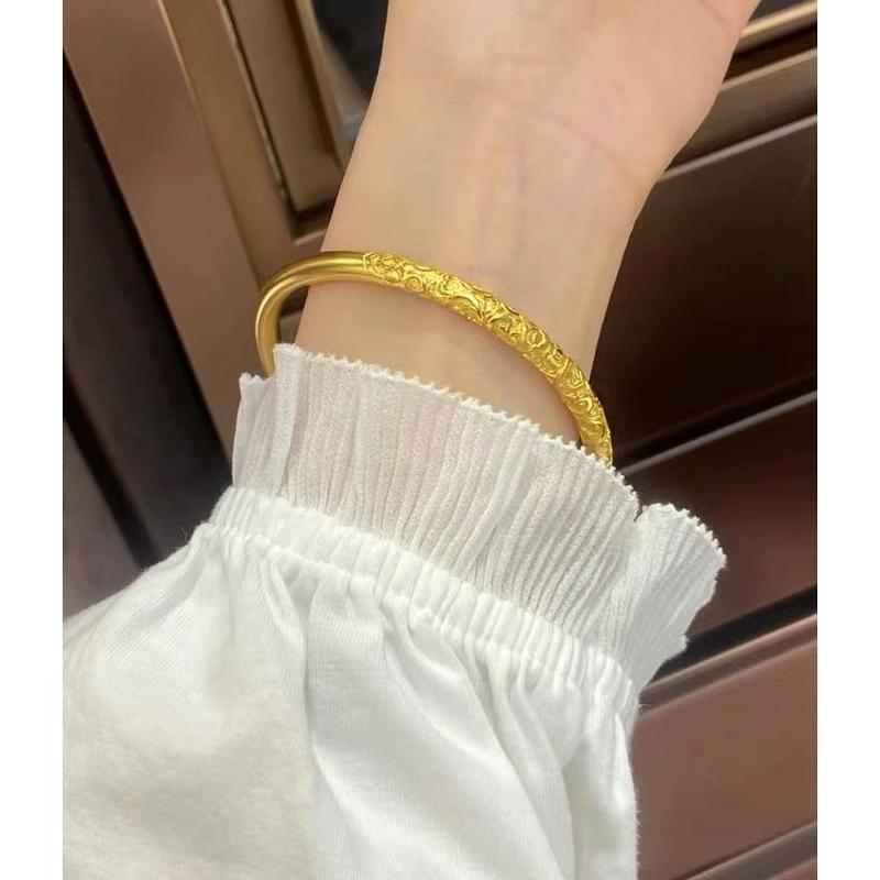 Vòng Tay Tròn, Họa Tiết Gậy Xiangyun Vàng Tròn Đơn Giản, Phong Cách Cổ Trang Viễn Cổ Trung Quốc Mới, Thời Trang Sang Trọng, Bán Buôn Có Sẵn 5