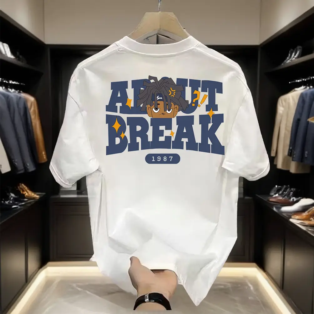 Áo Thun Nam, 100% Cotton, ngắn Tay, In Họa Tiết Bảng Chữ Cái Tiếng Anh Dáng Rộng Và Thoải Mái