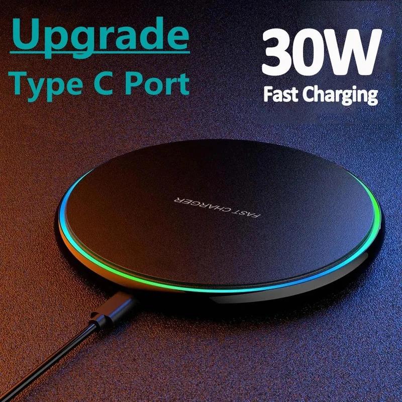  Bộ sạc không dây 30W Đế sạc nhanh Cảm Ứng Trạm đế Tương thích với iPhone 15 14 13 12 X Pro Max Samsung S23 S22 Xiaomi và Huawei santh cw12 