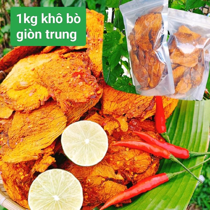 1KY KHÔ Bò GIÒN LOẠI trung  2 túi mỗi túi 500g Snack Ăn Vặt
