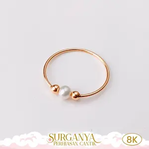 Cincin Emas Kadar 8K Model Lulu Pearl Elegant Macan Gold