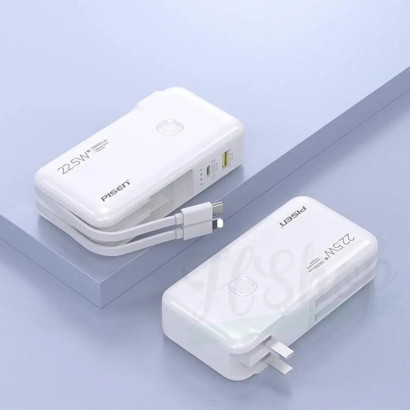 Sạc dự phòng kiêm Cốc sạc  PISEN QUICK High Power Box 10000mAh OWN 22.5W / 18W kèm chân cắm,2 cáp C/L-Hàng chính hãng 3