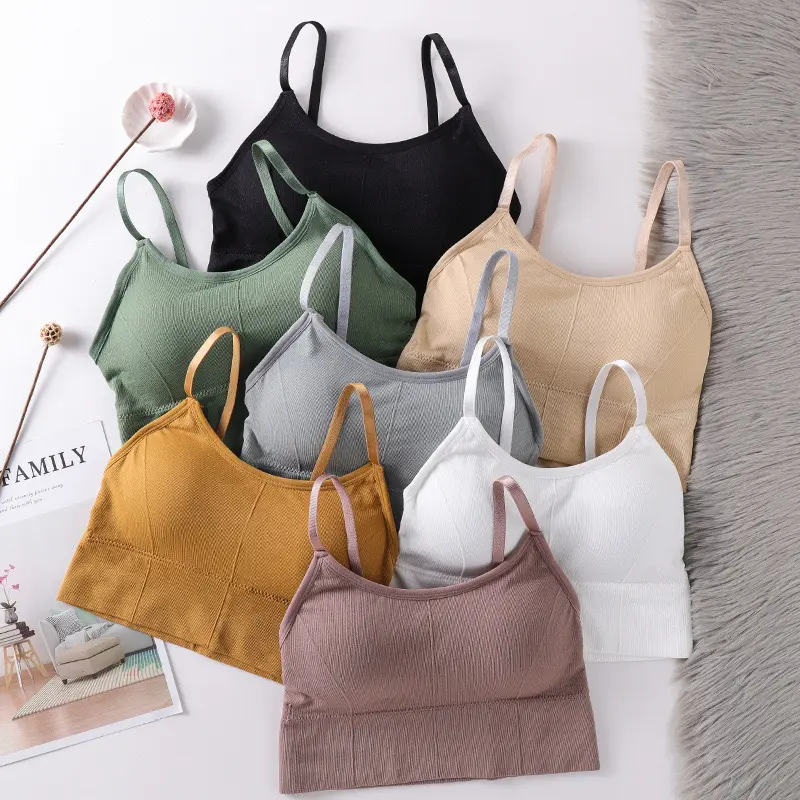 Threaded back wrap adjustable bra pads anti-glare comfortable gathered with padded sports bra underwear female