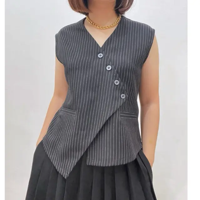 [CALEA] Vest Top |  Top | Baju Fashion | Blouse | Kemeja | Katun | Salur #1895