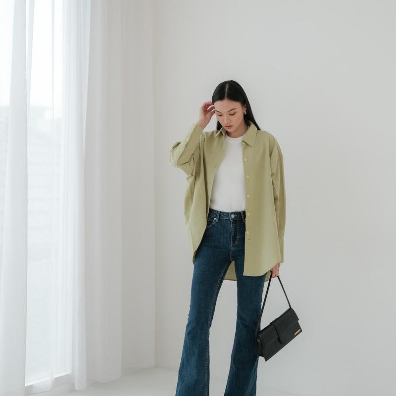 [Seminggu.rtw] Pocca Oversized Shirt / Atasan Wanita / Kemeja Lengan Panjang Wanita / Kemeja Linen / Kemeja Oversized 7