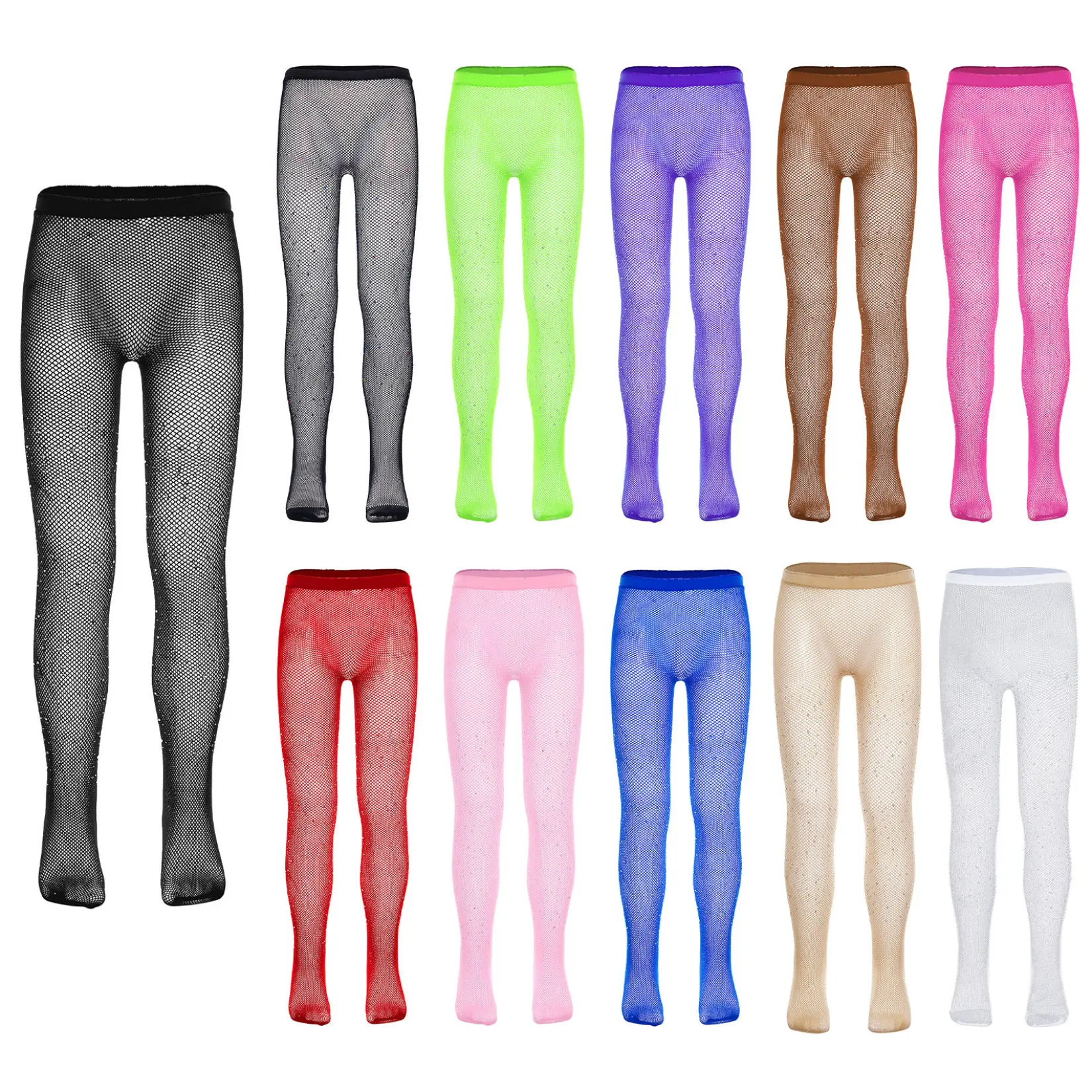 Lejafay Girls Sparkle Rhinestone Fishnet Tights Ballet Dance Leggings Pantyhose Stockings Sport Yoga Gymnastic Pants