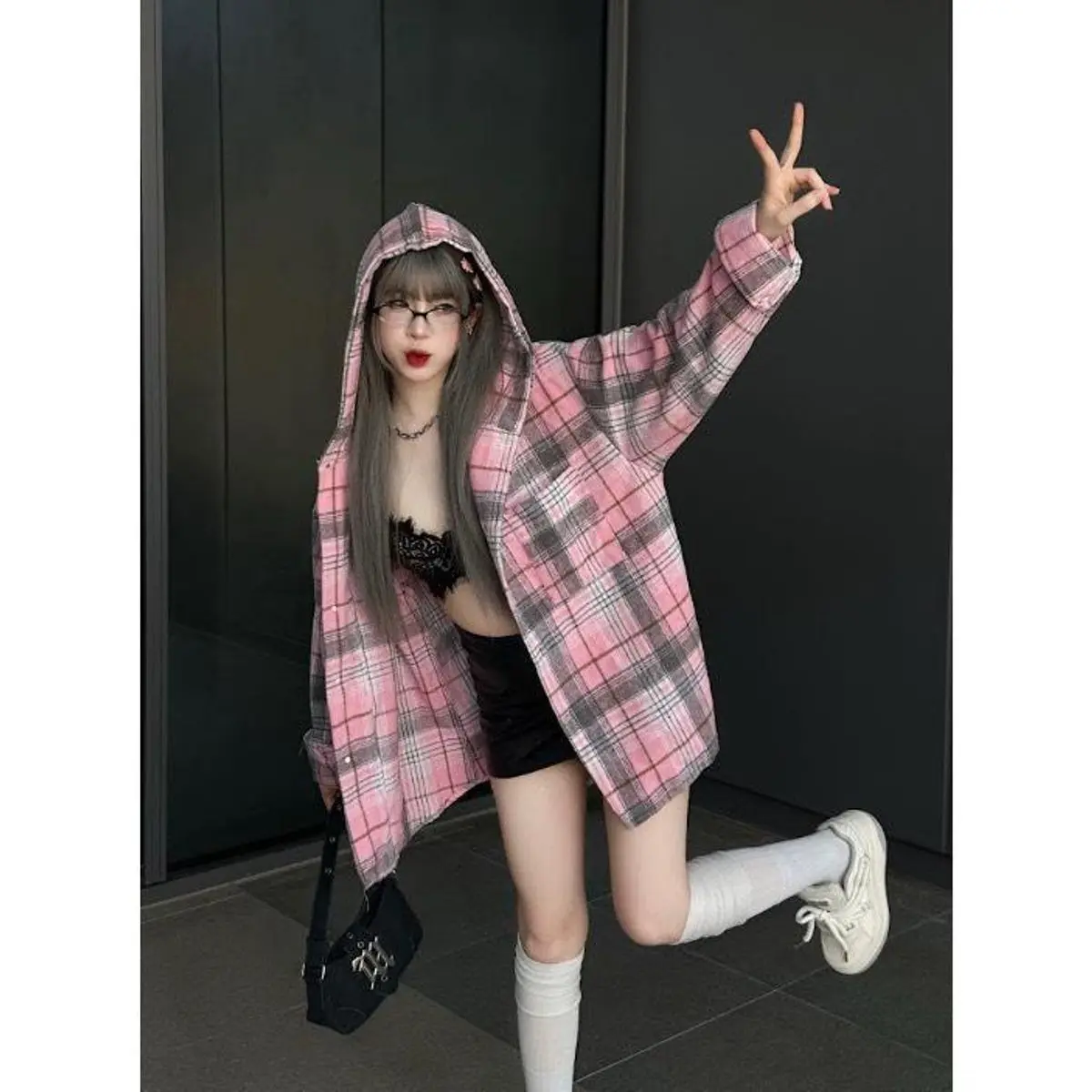 Áo Khoác Caro Nữ Cài Nút Phối Nón Siêu xᶖnh - Áo Khoác Nhẹ Nữ Thời Trang HOT Treen