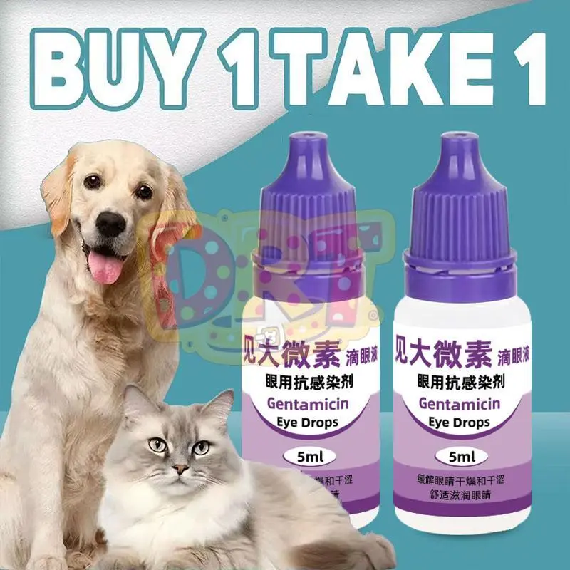 【Buy 1 take 1】 Gentamicin Eye Drops for Pet Cats Dogs 5ml Treatment for ...