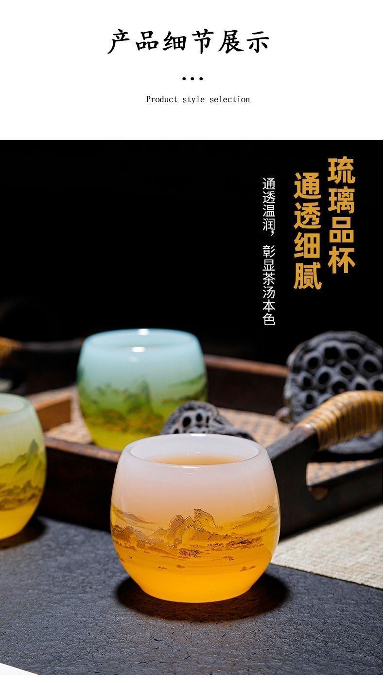 Product Introduction of Thousand-Li Landscape Jade Porcelain Glaze Master Cup Special High-End Chinese Tea Cup Landscape Cup High-End Jianzhan Guest Cup Heat Insulation 5